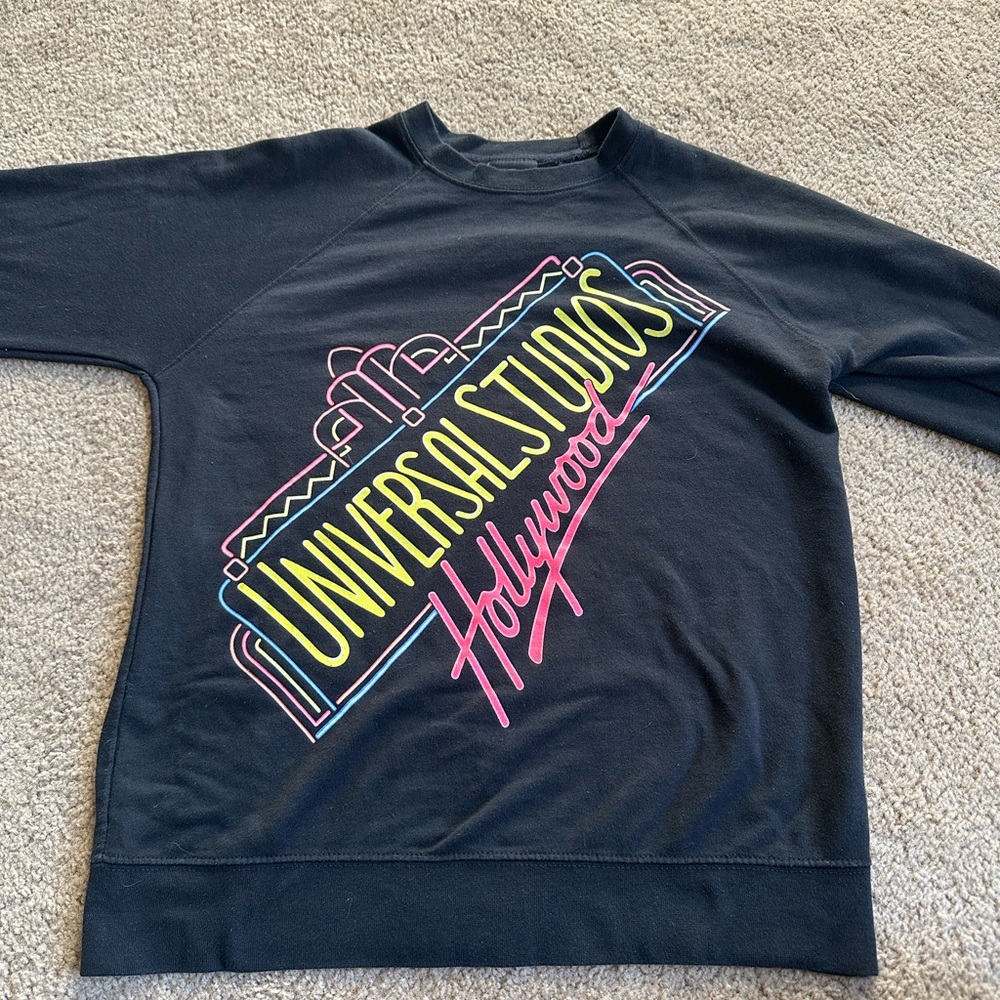 Universal Studios Black Crewneck Sweater with Neon Design